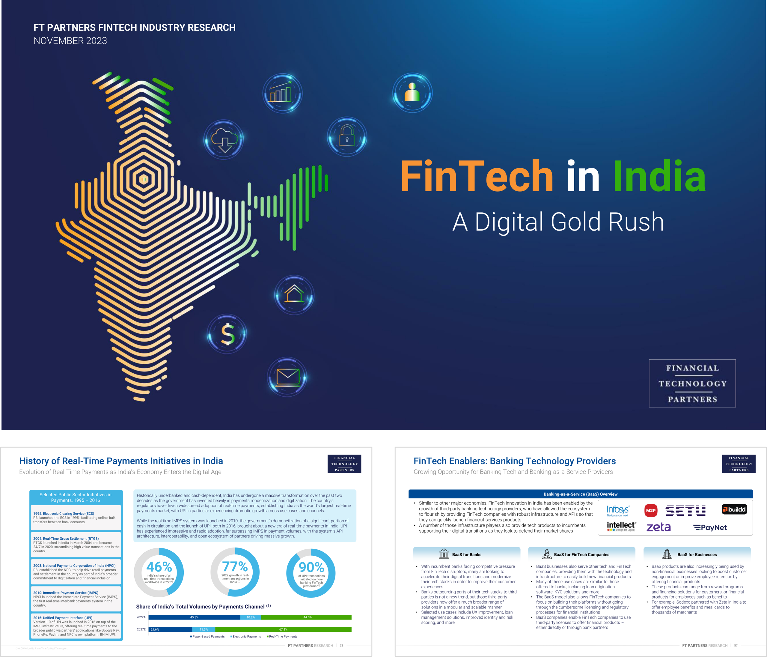 FT Partners Publishes New In-depth Report - FinTech in India: A Digital Gold Rush report cover