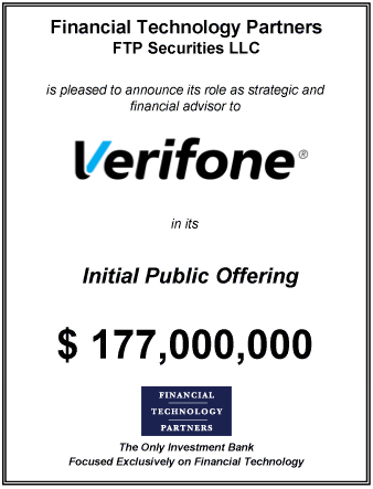 FT Partners Represents VeriFone as IPO Advisor in Best Performing IPO in the First Half of 2005