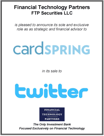 FT Partners Advises on Strategic Sale of CardSpring to Twitter