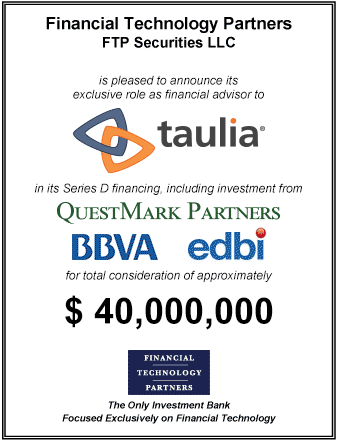 FT Partners Advises Taulia in its Series D Financing