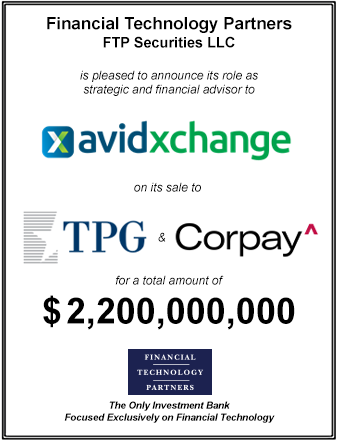 FT Partners Served as Financial Advisor to AvidXchange on its $2,200,000,000 Sale to TPG & Corpay