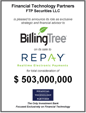 FT Partners Advises BillingTree on its $503,000,000 Sale to REPAY
