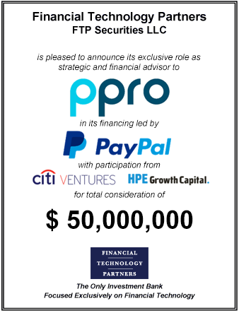FT Partners Advises PPRO on its $50,000,000 Investment Round Led by PayPal
