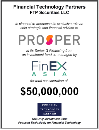 FT Partners Advises Prosper on its $50 million Series G Financing