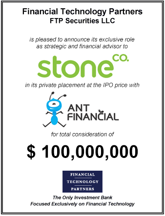 FT Partners Advises Stone on its $100,000,000 Private Placement with Ant Financial