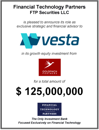 FT Partners Advises Vesta on its $125,000,000 Growth Equity Investment from Goldfinch Partners