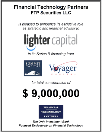 FT Partners Advises Lighter Capital in its $9,000,000 Series B Financing