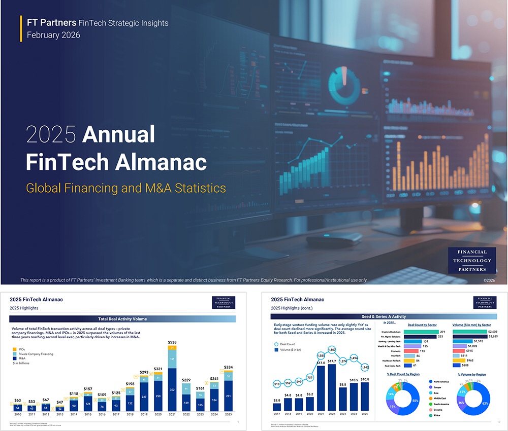 FT Partners Publishes 2025 FinTech Almanac– Total Deal Activity Volume Hit Second Highest Level Ever
